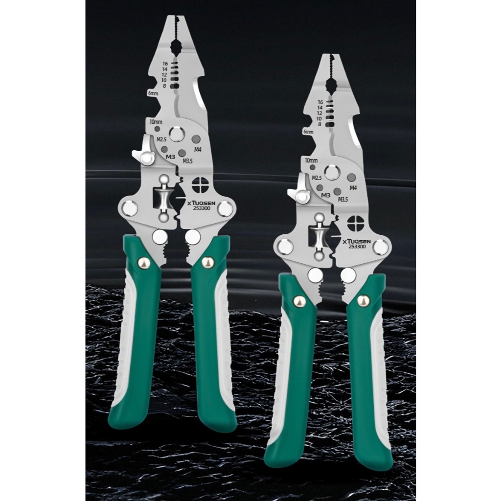 Q-2533 คีมปอกสายไฟมัลติฟังก์ชั่น คีมเอนกประสงค์วัสดุเหล็กโลหะ