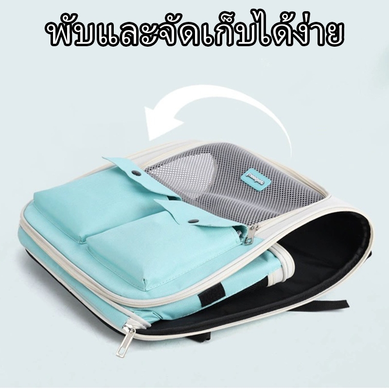 กระเป๋าแมว 10KGใบใหญ่มาก กระเป๋าสะพายแมว พับเก็บได้ ระบายอากาศได้ หน้าต่างกันสาดสองด้าน รูปที่ 5