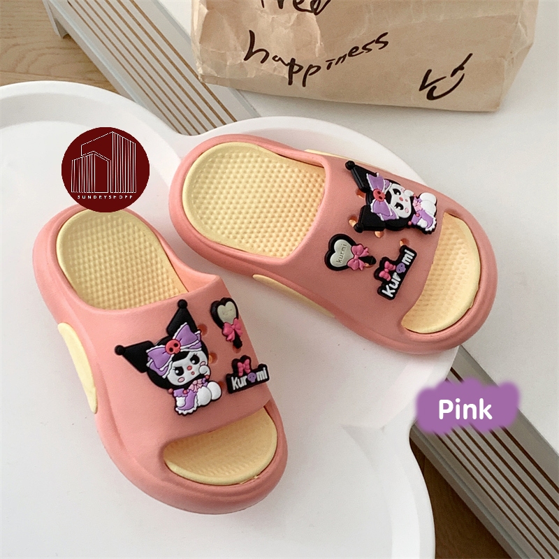 รองเท้าแตะ รองเท้าเด็กผู้หญิง แต่งจิบิลายการ์ตูน ใส่สบาย นิ่ม ไม่เจ็บเท้า