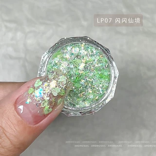 กลิตเตอร์แต่งเล็บ อุปกรณ์ตกแต่งศิลปะเลื่อมสไตล์ใหม่สีแดงสุทธิแฟลชสี่
