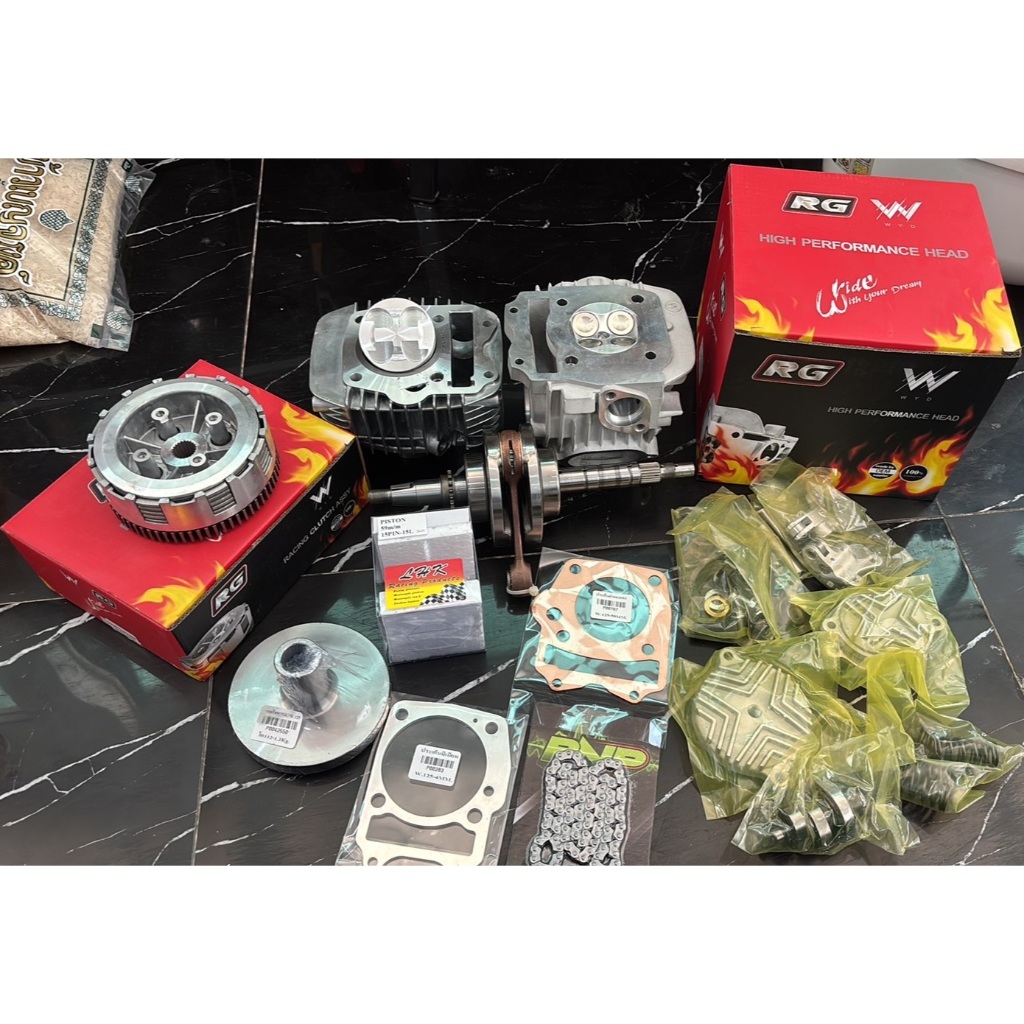 (ใหญ่)ชุดฝางานRG + เสื้อ ลูก70-74 วาล์ว27/24 ชัก5-ชัก7-ชัก9 4V พร้อมข้อเหวี่ยงชัก5-7 ก้านGTO และชุดค