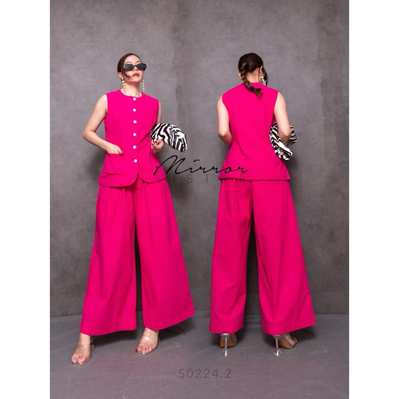 50224.2 เซ็ทเสื้อคู่กางเกง ชุดเก๋ๆ Mirrorsister