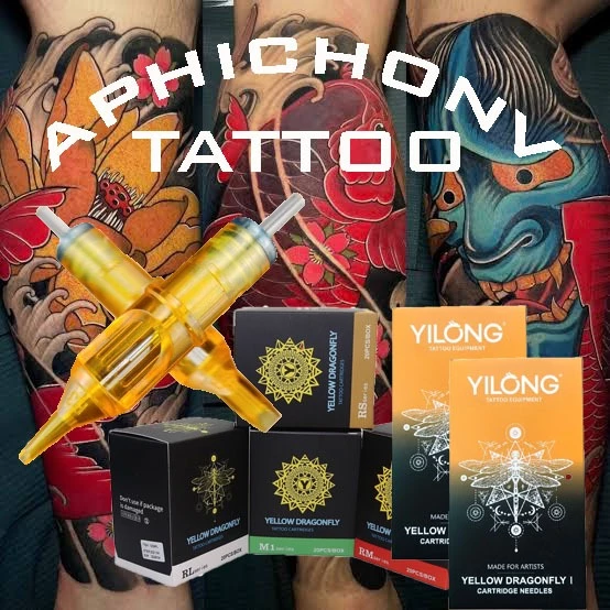 Tattoo (ก่อนสั่งเก็บคูปองส่งฟรี) เข็มฮอคสักลาย แบ่งขายปลีก ราคาถูก Yinglong Yellow Dragonfly เหลือง