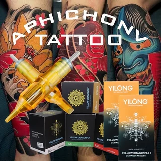 Tattoo (ก่อนสั่งเก็บคูปองส่งฟรี) เข็มฮอคสักลาย แบ่งขายปลีก ราคาถูก Yinglong Yellow Dragonfly เหลือง