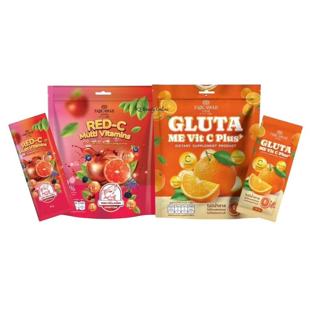 Red-C เรด-ซี วิตามินซีแดงคอลลาเจน / กลูต้าวิตมินซีส้ม Gluta Me Vit C (มี 30ซอง)