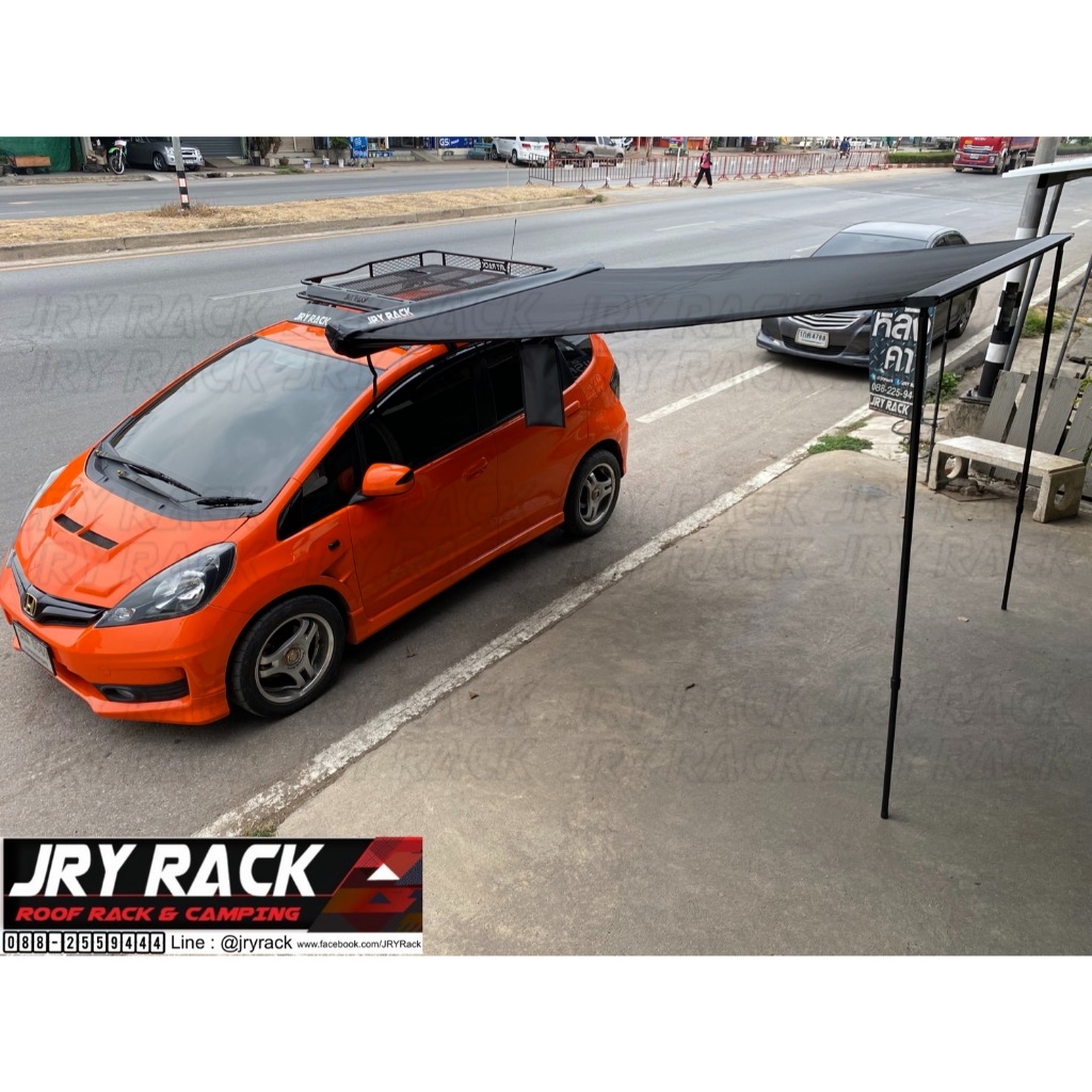 JRY Rack Car Awning ออนนิ่ง ผ้าใบข้างรถ เต็นท์ข้างรถ ม่านบังแดดข้างรถ กันสาดติดข้างรถ ขนาด 2*2.5 ม.