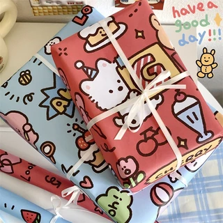 ส่งจากไทย 5แผ่น 50X70CM กระดาษห่อของขวัญลายน่ารัก กระดาษห่อของขวัญ กระดาษห่อของ ที่ห่อของขวัญ