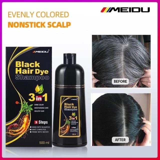 Meidu แชมพูปิดผมขาว ปิดผมหงอก เปลี่ยนสีผม สารสกัดจากธรรมชาติ Hair Dye Shampoo