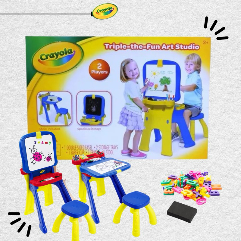 Crayola: Triple-The-Fun Art Studio - Converts to Activity Desk, Includes Stool, Magnetic Dry-Erase B