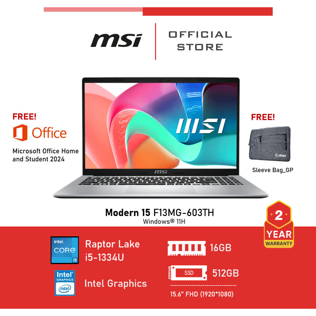 MSI Modern 15 F13MG-603TH (Iris Xe Graphics) Laptops
