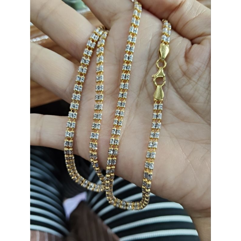 สร้อยคอเงินแท้925ชุบทองคำขาว นำเข้าจากอิตาลี