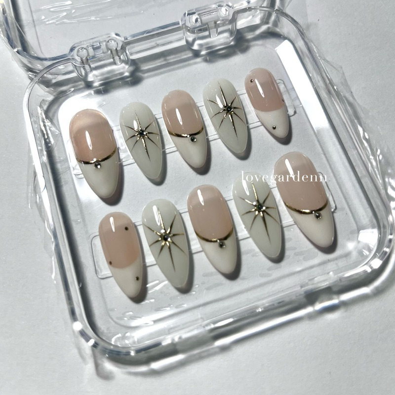 press on nails - white star french nail