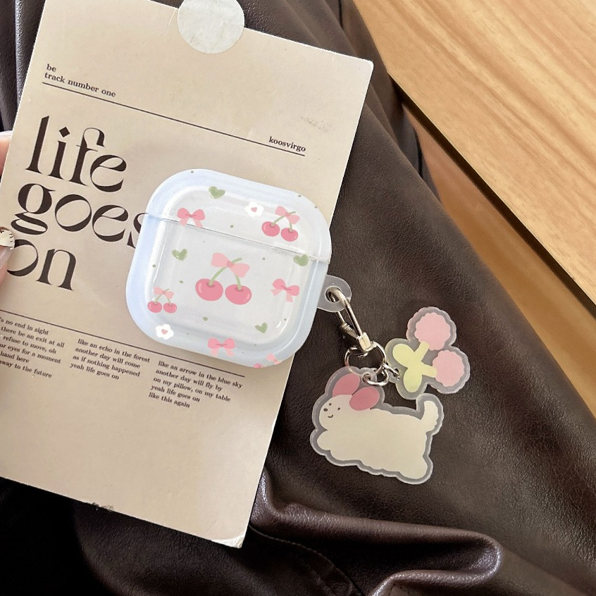 จัดส่งภายใน24ช.ม🎀เคส Airpods 4 3 2 1 Soft Case Airpods pro เชอร์รี่ ตกแต่งโบว์ รูปหัวใจ การป้องกันการตก Airpod gen 3 TPU