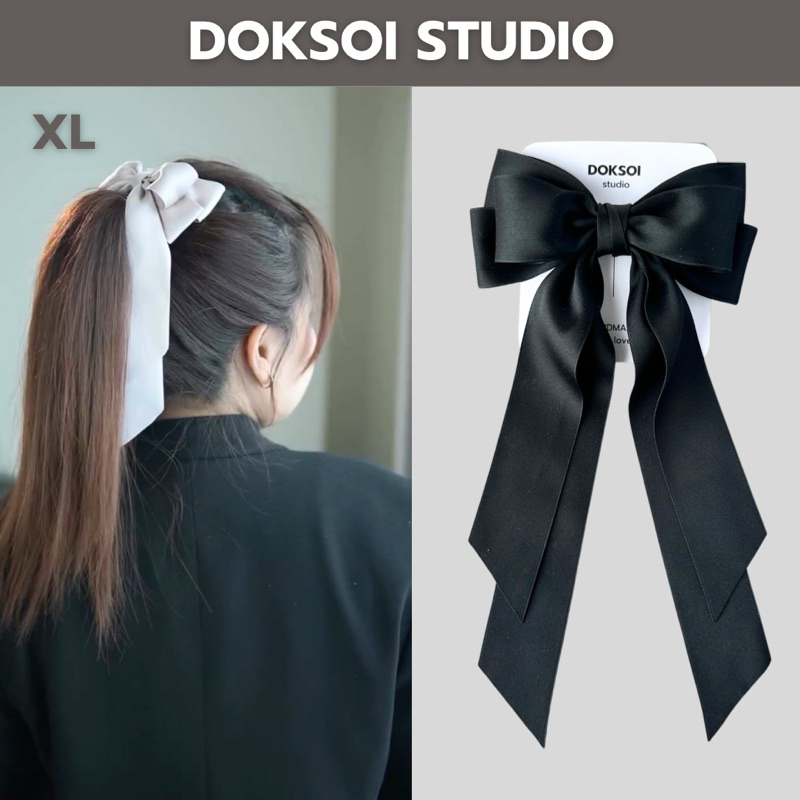 DOKSOI-โบว์ติดผมไซส์ XL - ผ้า poly cotton สองหน้างานเกาหลี