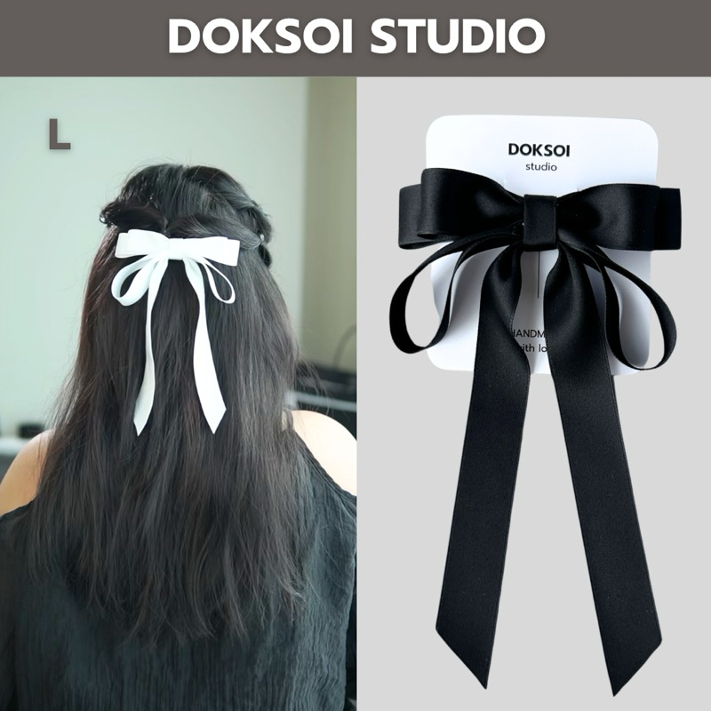 DOKSOI-โบว์ติดผมไซส์ L - ผ้า poly cotton สองหน้างานเกาหลี