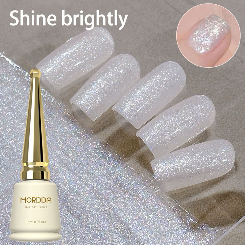สีเจลกากเพชร สีขาวกลิตเตอร์ แฟลชเจลขาวฟรุ้งฟริ้ง ขนาด15ml.🇹🇭🇹🇭🇹🇭🇹🇭🇹🇭🇹🇭🇹🇭