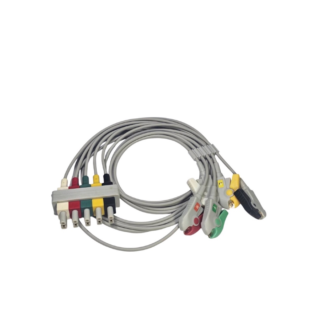 030 - สาย ECG 5 lead wire probe Clip IEC for Philips EKG Cable Compatible