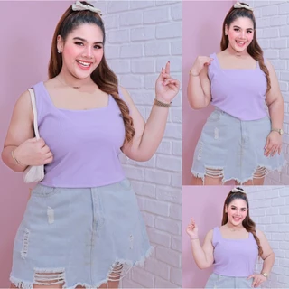 [ ส่งฟรี 🔥 ] เสื้อแขนกุด เสื้อสายเดี่ยวสาวอวบ เสื้อแขนกุดไซส์ใหญ่ ทรงครอป ผ้าร่อง ใส่สวย เซกซี่ A298