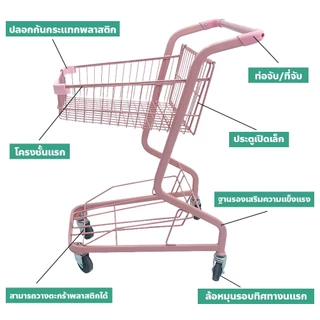 รถเข็นช้อปปิ้ง 2 ชั้น แบบมีล้อ รถเข็นซูเปอร์มาร์เก็ตร้านสะดวกซื้อ Trolley (including basket)