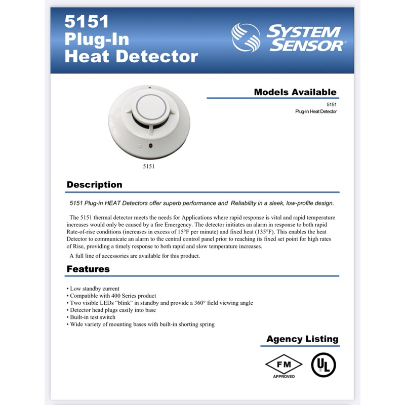5151 SYSTEM SENSIR HEAT DETECTOR