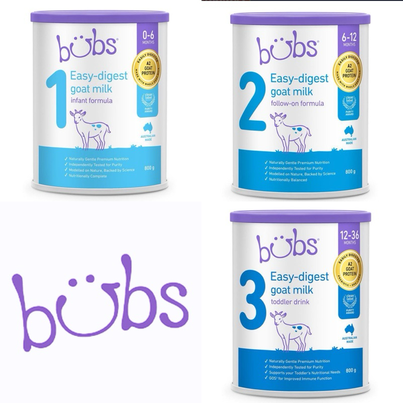 แท้ 100% 🐐🍼Bubs Easy digest Goat Milk Stage 1,2,3 800g