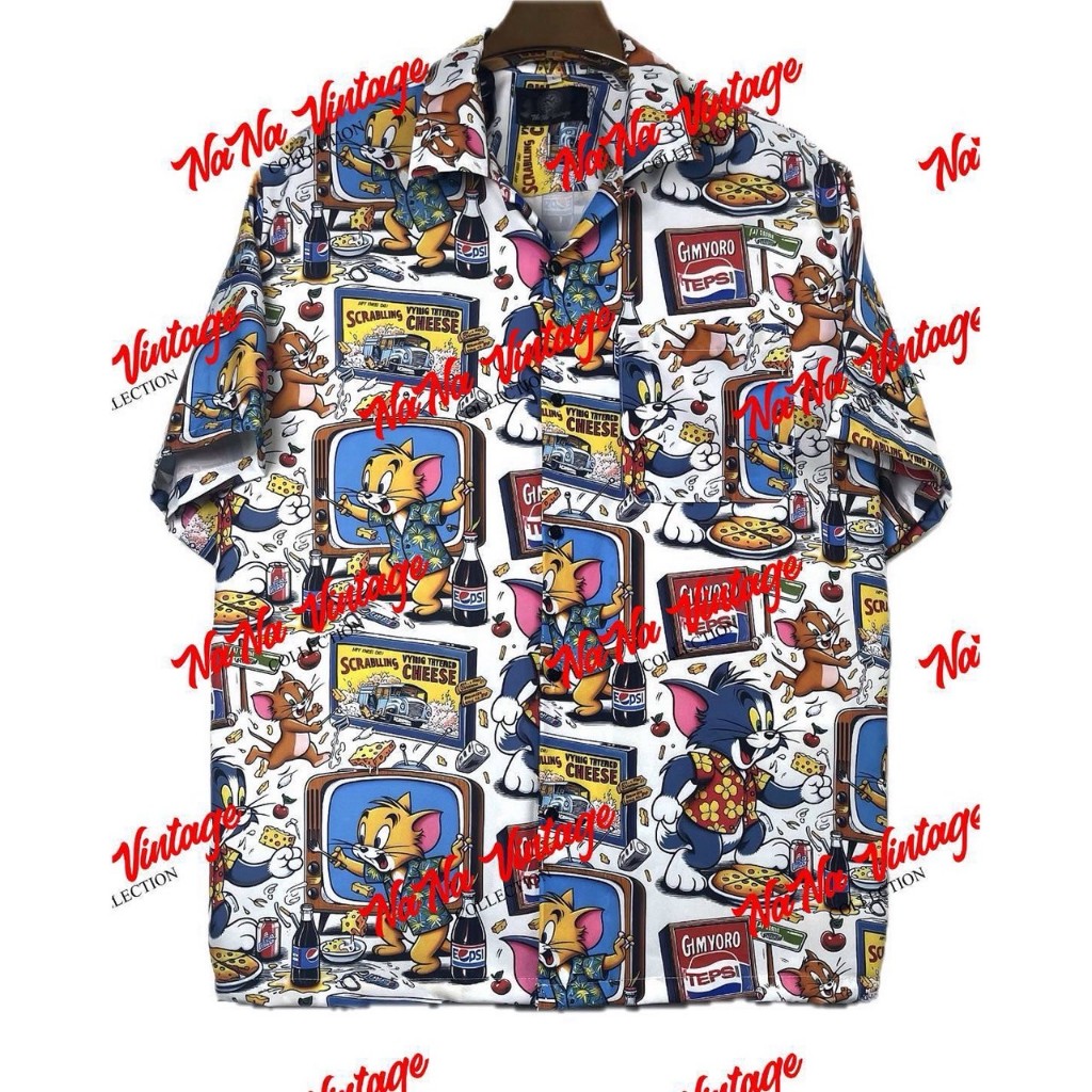 #22 เสื้อเชิ้ตฮาวาย เสื้อเชิ้ตผ้าไหมอิตาลี่ พิมพ์ลายดิจิตอล