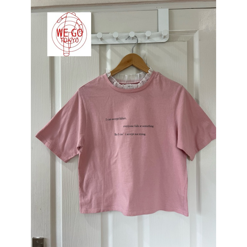 WEGO x cotton T-shirt x F แต่วระบายที่คอน่ารักมาก สีชมพู อก 36 ยาว 24 Code: 4584(5)