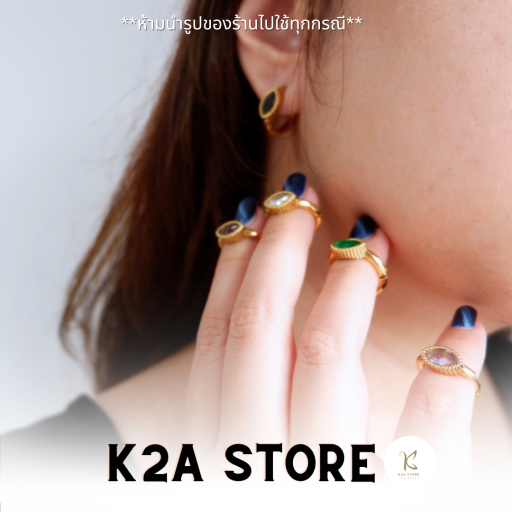 K2A ต่างหูสแตนเลส 18k ห่วงสีทอง คริสตัลสี Legacy Collection
