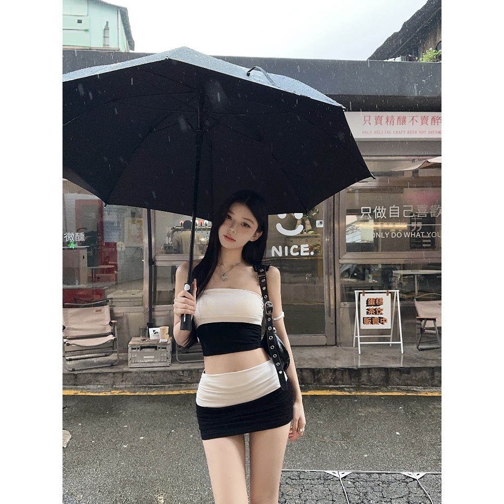 Ipink พร้อมส่ง🫦ชุดกระโปรงสั้นสายเดี๋ยว 🎱ชุดสาวเกาหลี ชุด2ชิ้น สีพื้น ชุดเซ็ทเซ็กซี่Y2K ทรงรัดรูป ชุดชายหาด แฟชั่นผู้หญิง - รูปที่ 3