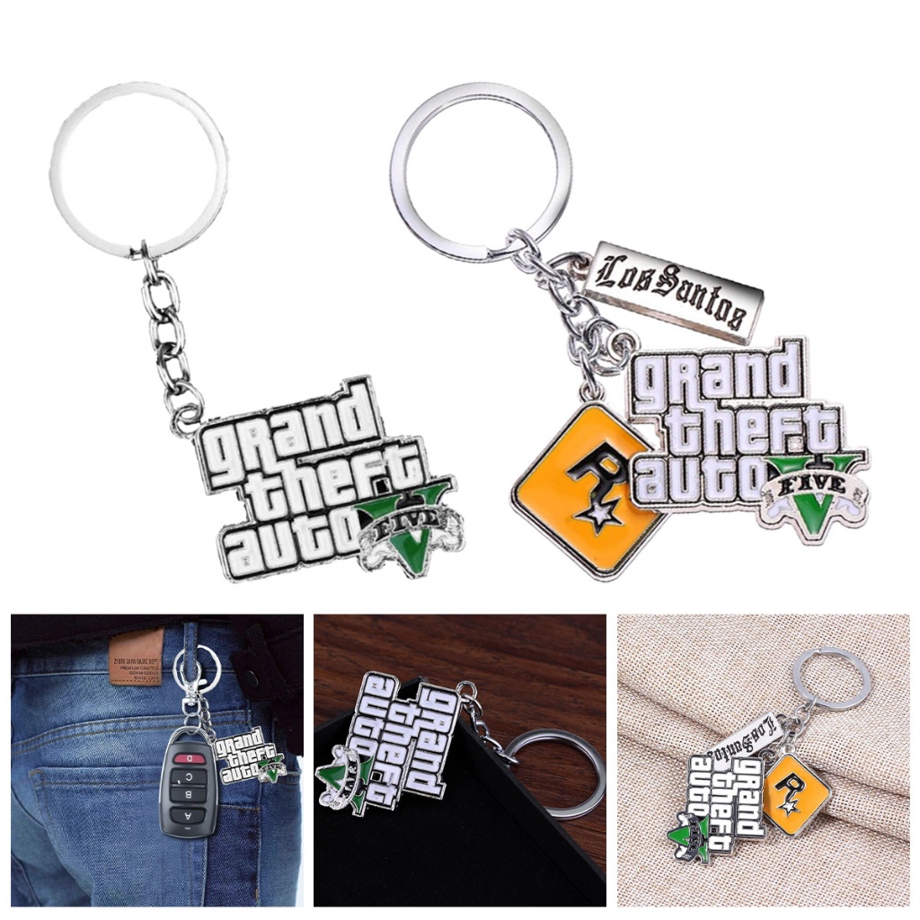 พวงกุญแจโลหะ จี้พวง กุญแจเกม gta v ps4 ห้อยกระเป๋า เครื่องประดับ - รูปที่ 3