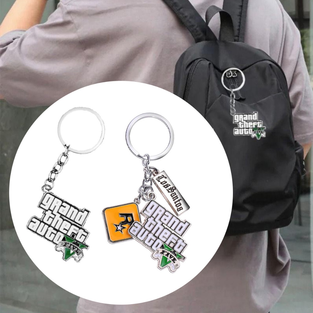 พวงกุญแจโลหะ จี้พวง กุญแจเกม gta v ps4 ห้อยกระเป๋า เครื่องประดับ - รูปที่ 4