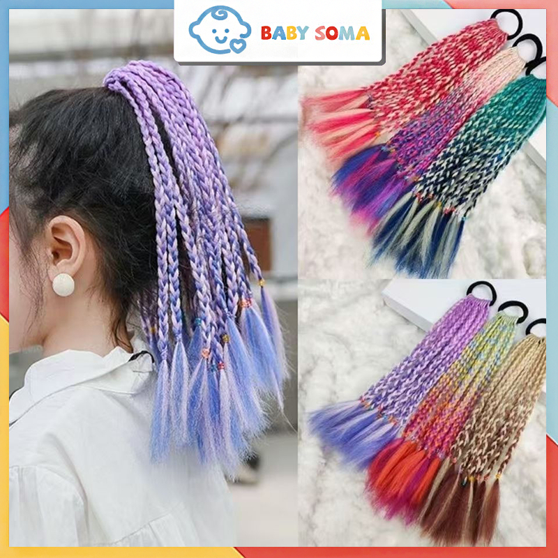 แฮร์พีช ผมเปีย ไหมถักผม สำเร็จรูป 30cm สีทูโทน ไหมถักเปีย 25g ยางรัดผมหางม้า แบบถักเปีย หลากสีสัน เครื่องประดับผม
