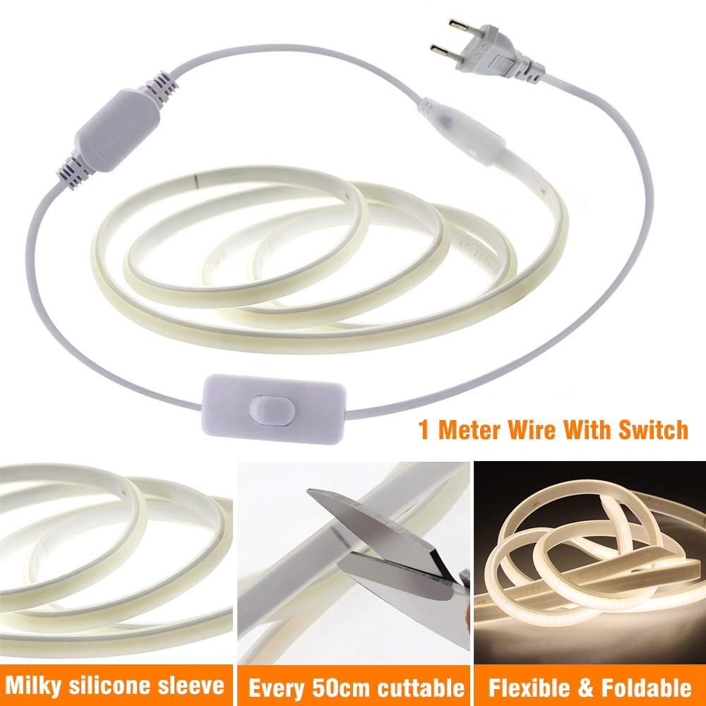 ไฟเส้น COB 220V LED แถบไฟ 9 สี ความหนาแน่นสูง ยืดหยุ่น IP67กันน้ำ ไฟแต่งสวน ไฟติดห้อง เปลี่ยนฟรี พร้อมปลั้ก 288LEDS - รูปที่ 4