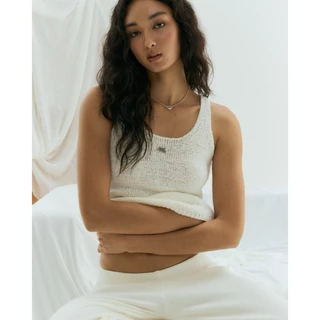 knitCircle - NOODLES Basic knit Tank top (3 สี) เสื้อกล้ามไหมพรม คอเว้า เส้นด้าย Tape แบน เนื้อผ้าทิ้งตัว ทรงไม่รัดแนบ