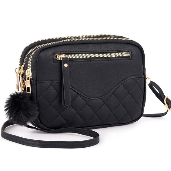 กระเป๋าสตางค์  สพายข้างได้ กระเป๋าสะพายข้อง พร้อมปอมๆ (GC-026)