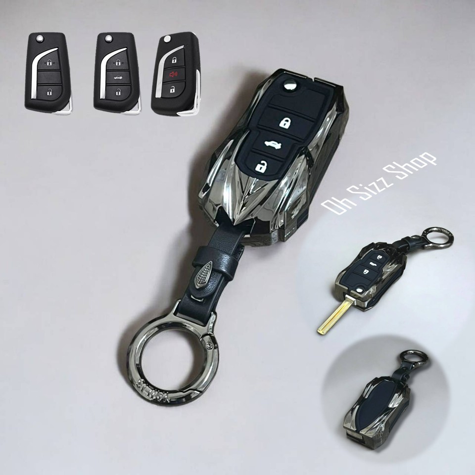 เคสรีโมทรถ REVO Fortuner Leader S 2025 ไขสตาร์ท Transformer Hard Case  (Alloy Silicone Key Cover Push button Guard) Toyo