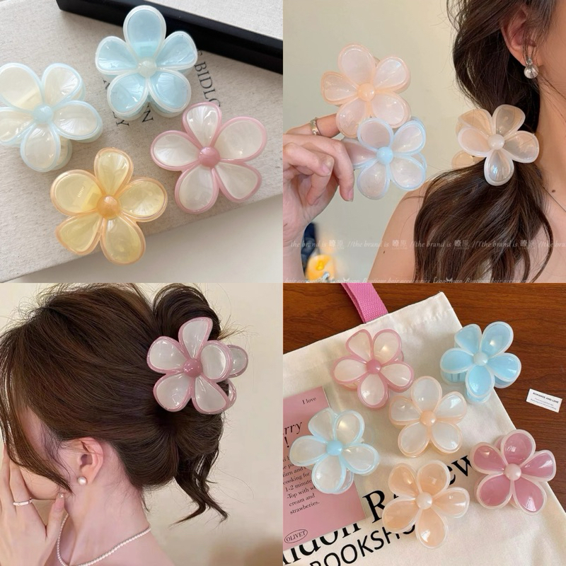 ☁️พร้อมส่งจากไทย☁️AB-03กิ๊บหนีบผมรูปดอกไม้พาสเทลหวานๆ เพิ่มความน่ารักสดใสให้กับผม