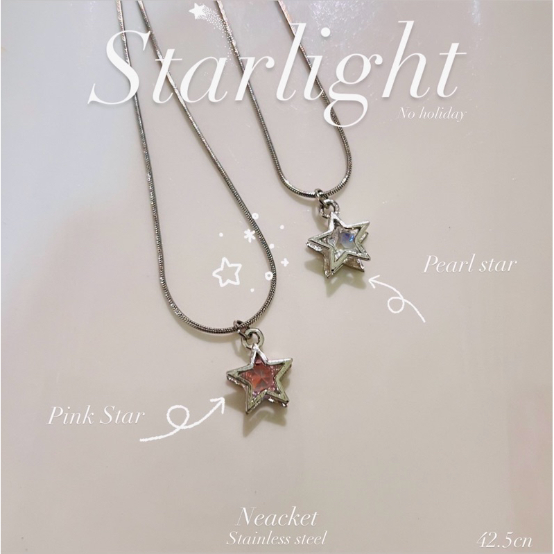 (พร้อมส่ง)⭐️ สร้อยสแตนเลสแท้จี้  Starlight💫 92.5%ใส่อาบน้ำได้ (ตัวสร้อยปรับความยาวได้) handmade by no holiday