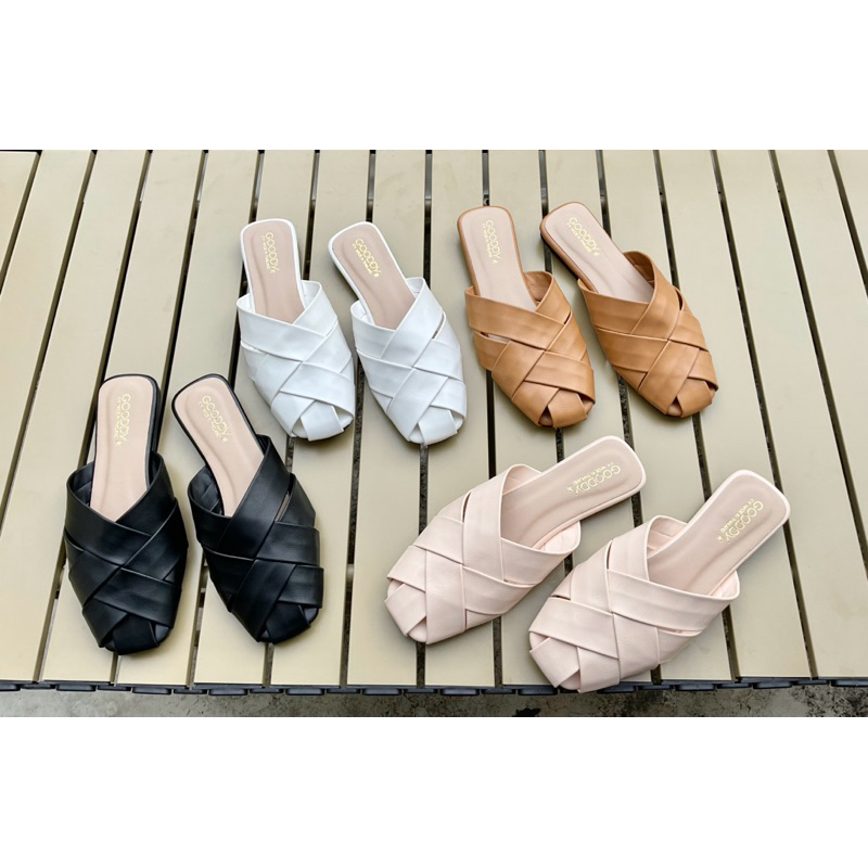 Bcv 00 รองเท้าแฟชั่นทรงคัชชูเปิดส้น by GOODDY รุ่น หน้าสวมแผ่นสาน