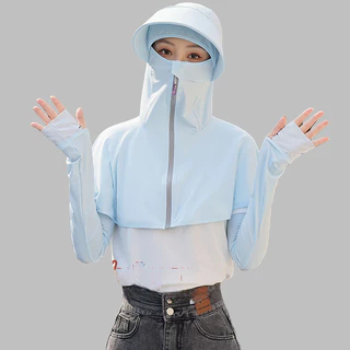 สุภาพสตรีเสื้อป้องกันรังสียูวี,น้ำแข็งผ้าไหมแขนกุดคลุมไหล่,สวมใส่สบายผ้าเรียบ