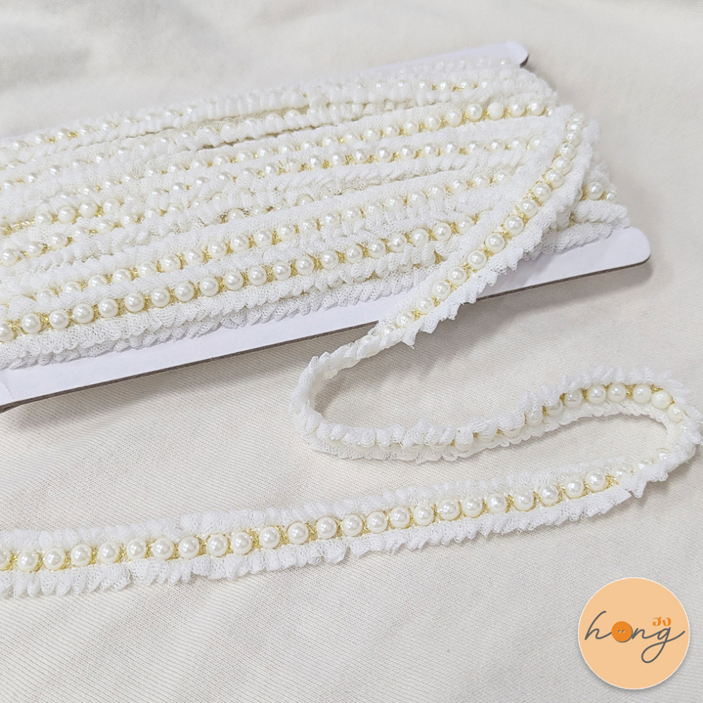 ☑️hongshop เทปตกแต่ง A5-25015A มุก หน้ากว้าง 15mm มีสไตล์สวยงาม สำหรับแต่งเสื้อผ้า ทำงาน diy สีดำ/ขาว [พร้อมส่งในไทย]