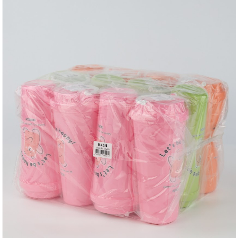 แพ็ค 12 ชิ้น Eskimo กระบอกน้ำ แก้วน้ำ มีหูหิ้ว ลายยหน้าหมี / แมว / หมู คละลาย R42H
