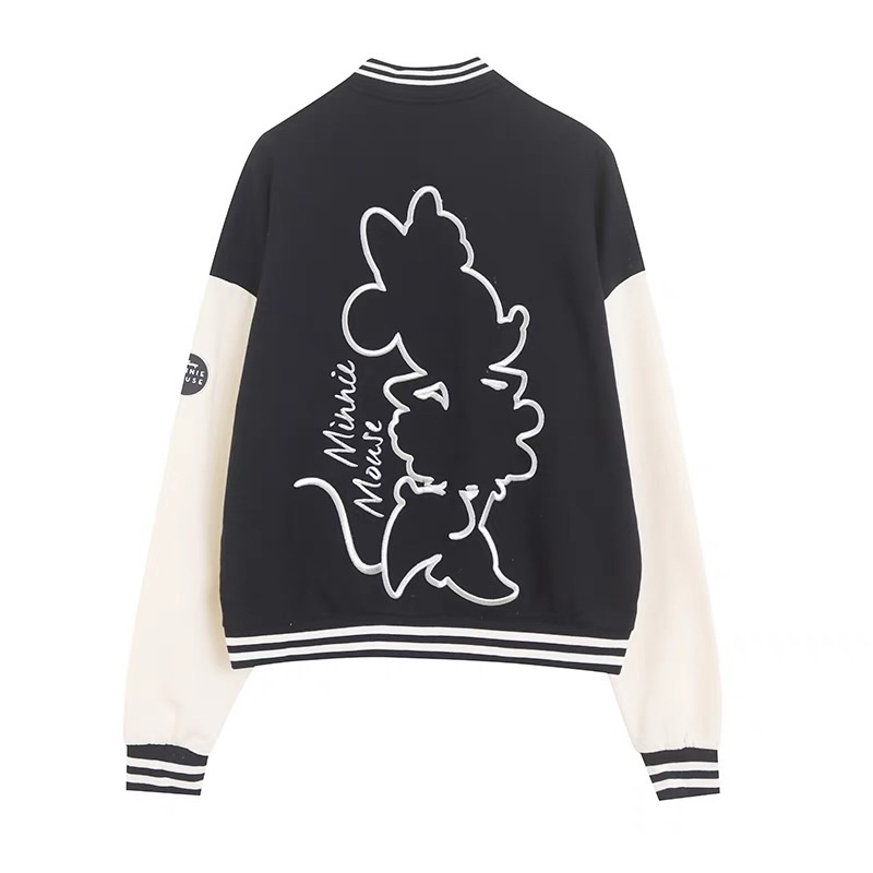 MINNIE MOUSE BASEBALL JACKET ♣️ เสื้อมินนี่ เม้าส์ Disney  Varsity jacket ทูโทน (TS389）