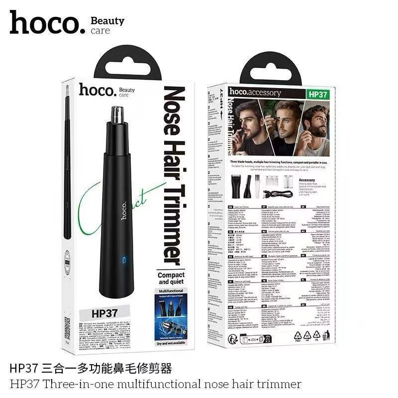 SY เครื่องตัดขนจมูกไฟฟ้าแบบ3-in-1 Hoco HP37 ที่ตัดขนจมูกแบบชาร์จไฟ Nose Hair Trimmer หัวตัดล้างทำควา