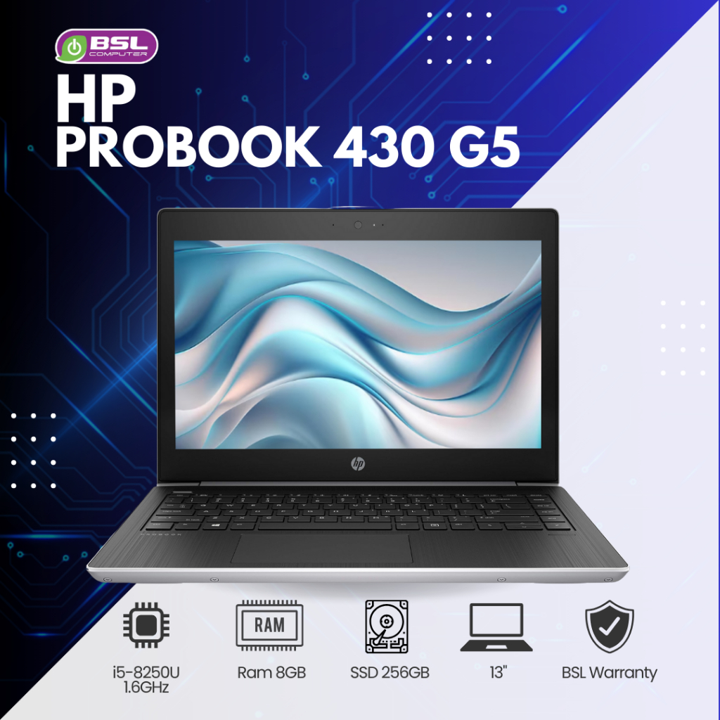 พร้อมส่ง HP ProBook 430 G5 i5 gen 8 / 8GB / 256GB หน้าจอ 13.3 นิ้ว USED Laptop โน๊ตบุ๊คมือสอง