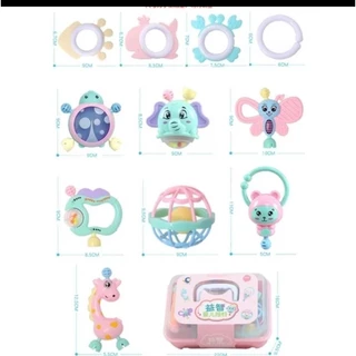 🎈พร้อมส่ง🎈ของเล่นเขย่ามือ ของเล่นเสริมพัฒนาการเด็กๆ ชุดเขย่ามือเด็ก ยางกัดเด็ก ชุดเขย่ามือพร้อมยางกัด(11ชิ้น)