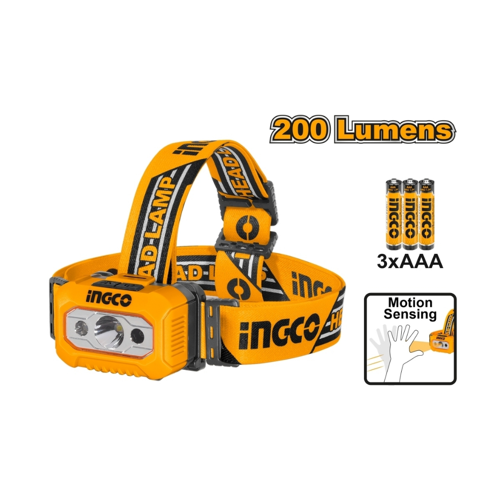 INGCO ไฟฉายคาดัว 200 LUMENS : HHL013AAA8