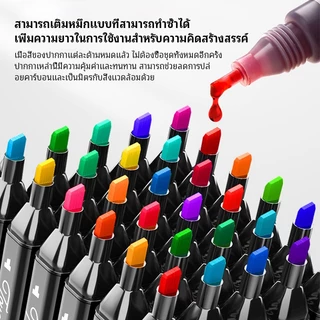 VOVOVA ปากกาเมจิก 2 หัว ชุดระบายสี สำหรับวาดภาพ ✏️ ปากกาไฮไลท์ 2 in 1 สีเข้มสดใส (24-60 สี) สำหรับนักเรียน-ศิลปิน