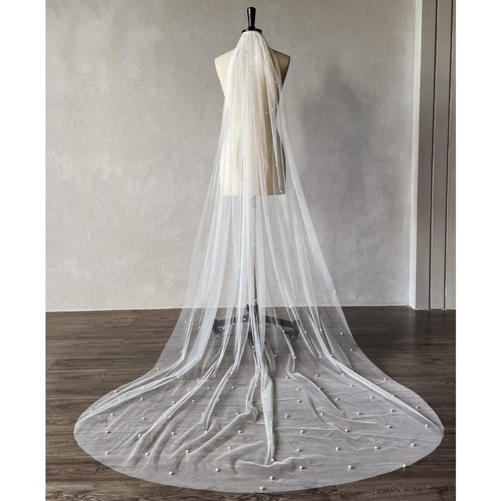 เวลเจ้าสาวไข่มุขยาวผ้าคลุมผมเจ้าสาว13508