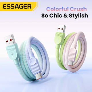 ESSAGER สายชาร์จ USB ถึง USB C ถึง Type C To L ชาร์จเร็ว 100W/60W/29W สำหรับโทรศัพท์ สาย USB2.0 480Mbps